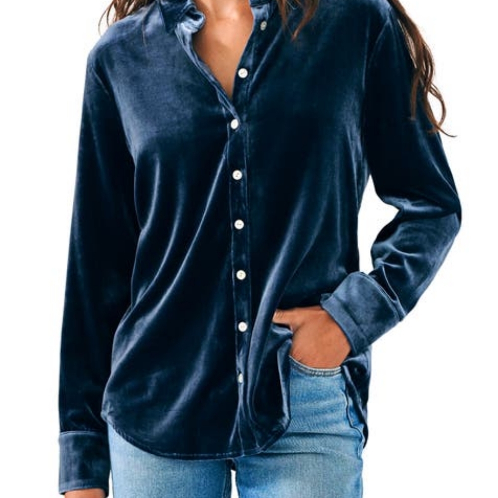 Icey Blue Velvet Top ( never worn)